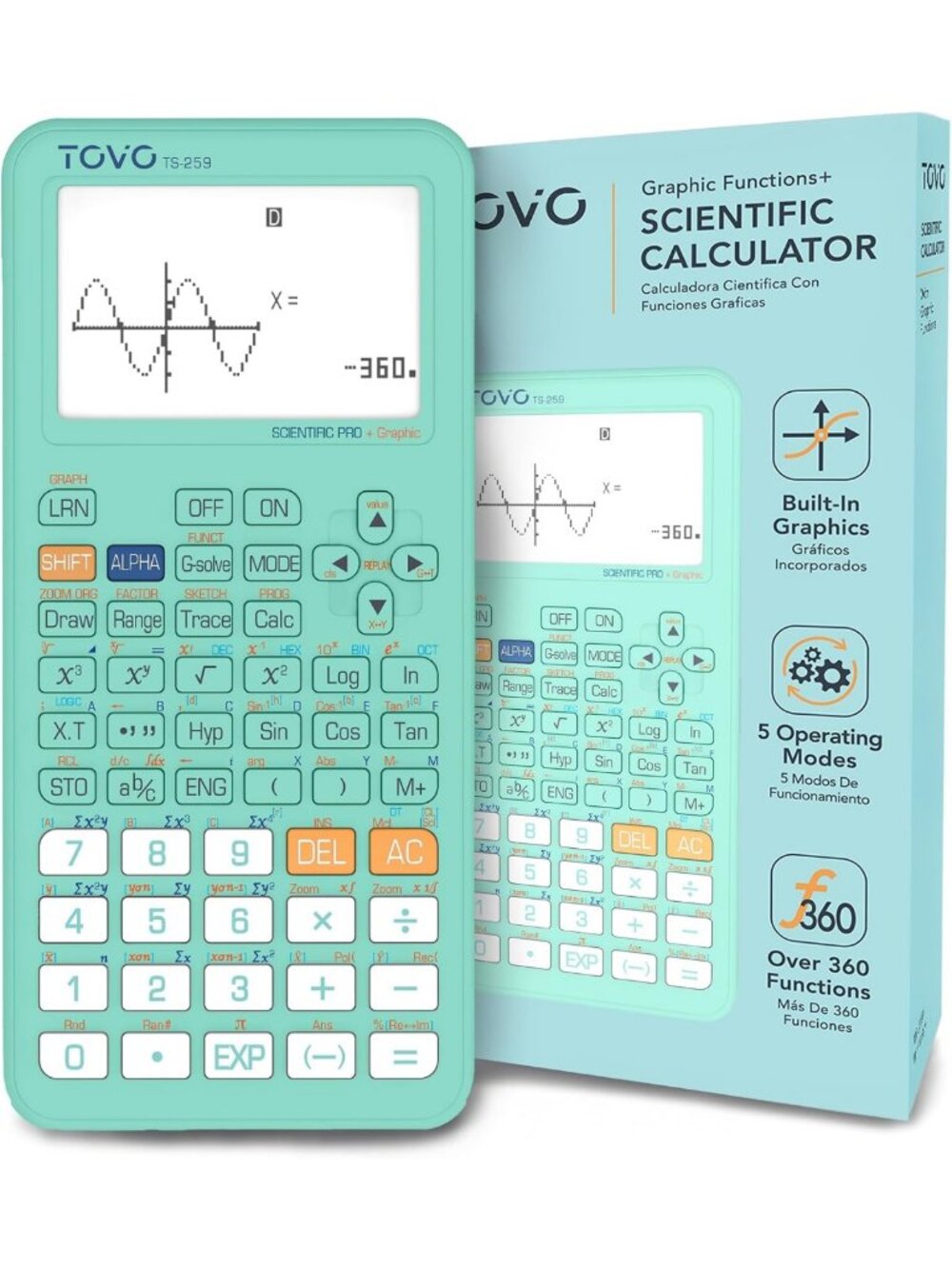 Graphing Scientific Calculator with 360+ Functions, Large 3” Screen for Students